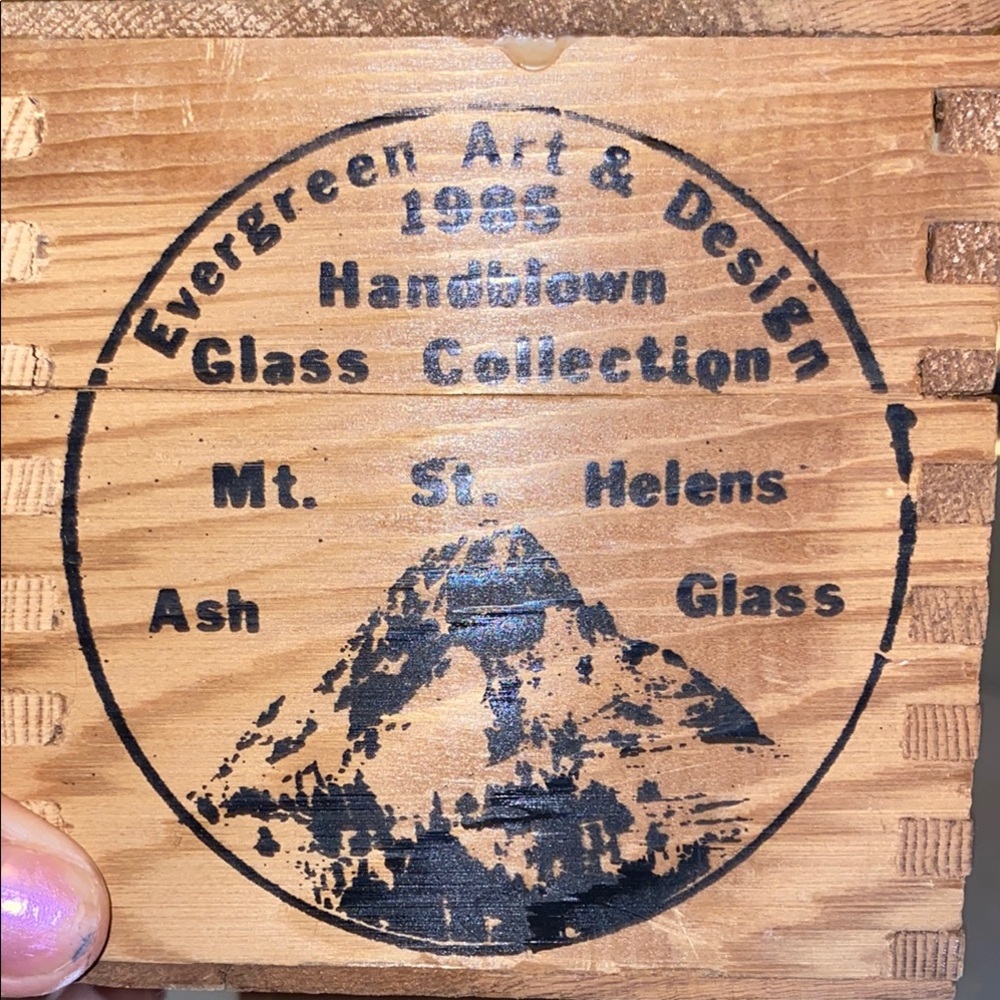 Box41 Vintage Evergreen Art Handblown Ash Glass Ornament in Wooden Box - Picture 2 of 6